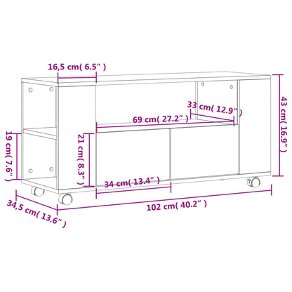 TV Cabinet White 102x34.5x43 cm Engineered Wood