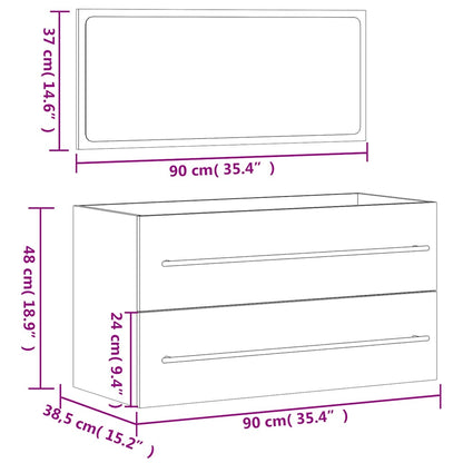 Bathroom Cabinet with Mirror White Engineered Wood