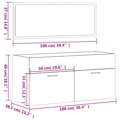 Bathroom Cabinet with Mirror White Engineered Wood