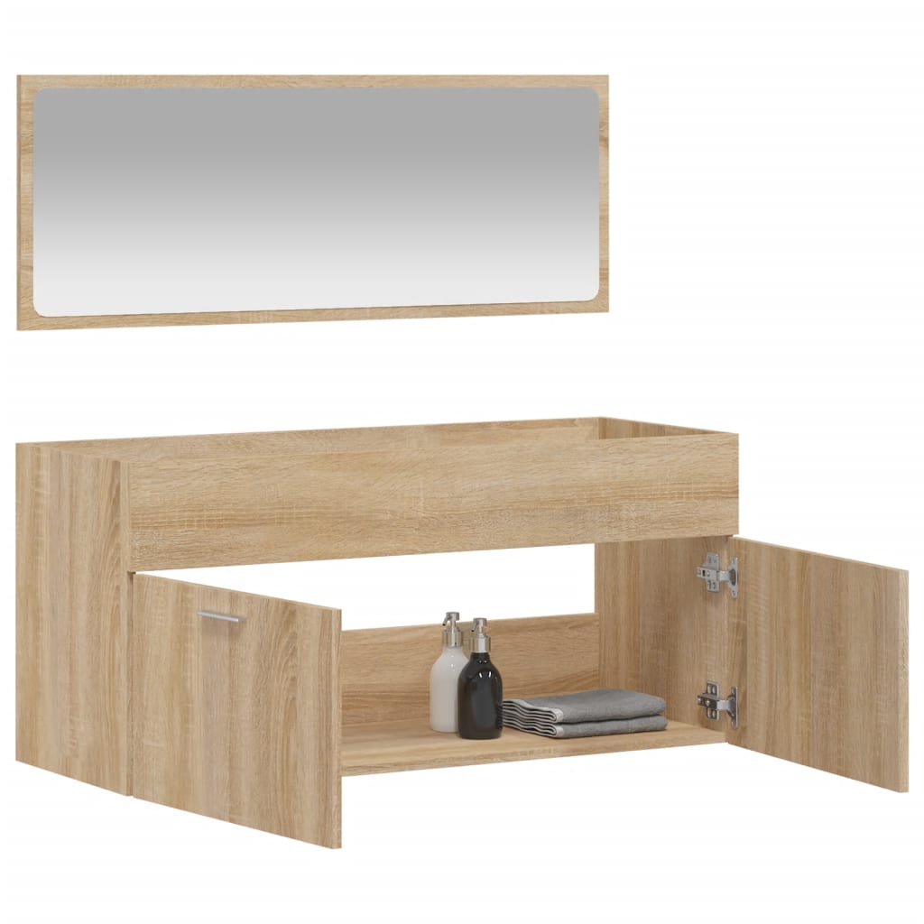 Bathroom Cabinet with Mirror Sonoma Oak Engineered Wood