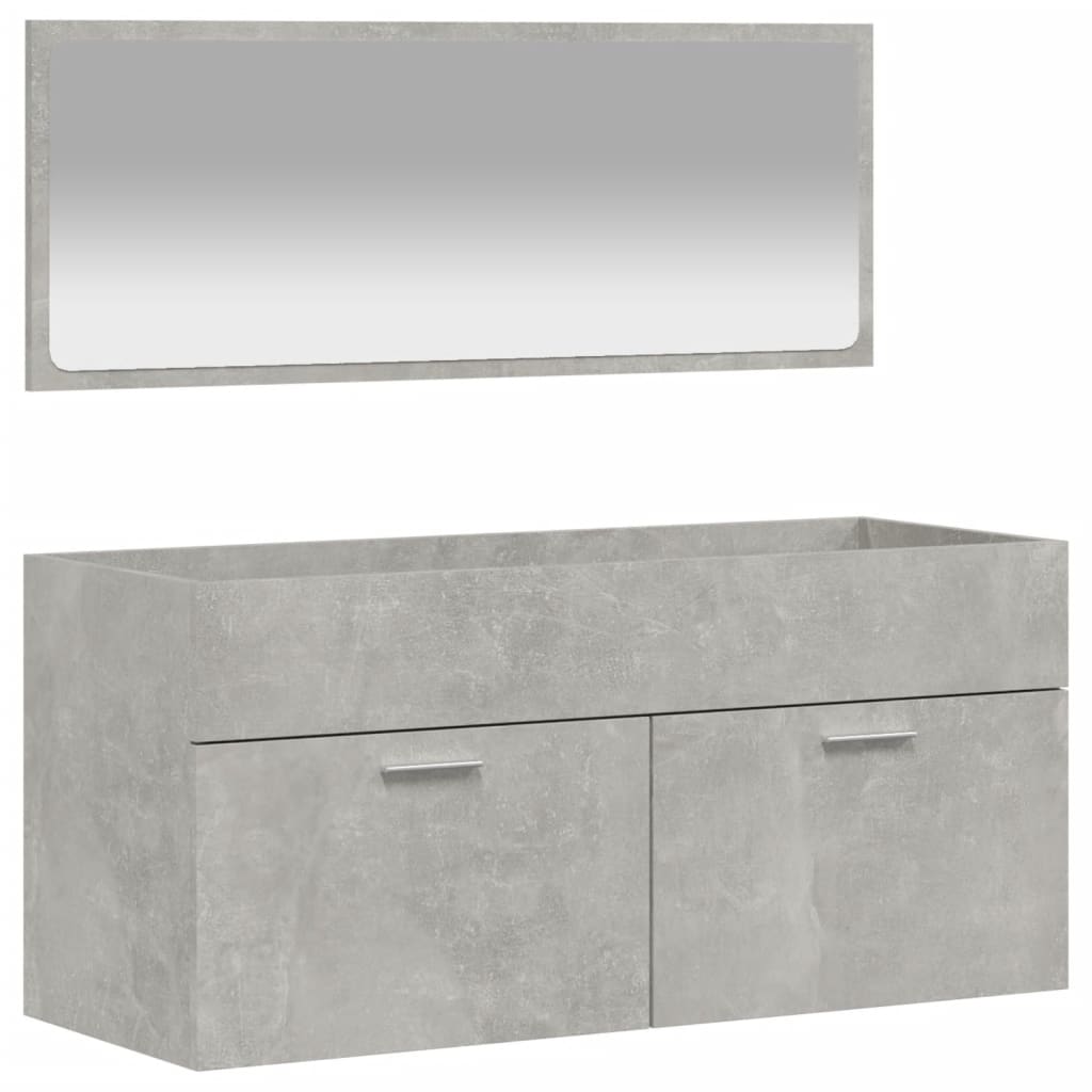 Bathroom Cabinet with Mirror Concrete Grey Engineered Wood