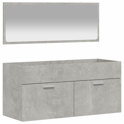 Bathroom Cabinet with Mirror Concrete Grey Engineered Wood