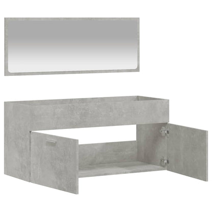 Bathroom Cabinet with Mirror Concrete Grey Engineered Wood