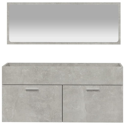 Bathroom Cabinet with Mirror Concrete Grey Engineered Wood