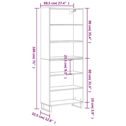 Highboard White 69.5x32.5x180 cm Engineered Wood