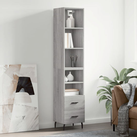 Highboard Grey Sonoma 34.5x34x180 cm Engineered Wood