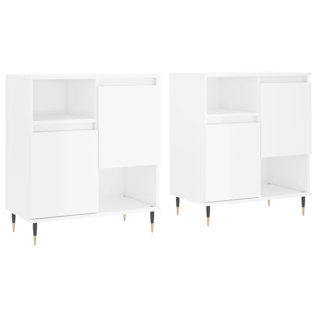 Sideboards 2 pcs High Gloss White Engineered Wood