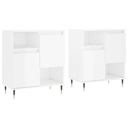 Sideboards 2 pcs High Gloss White Engineered Wood