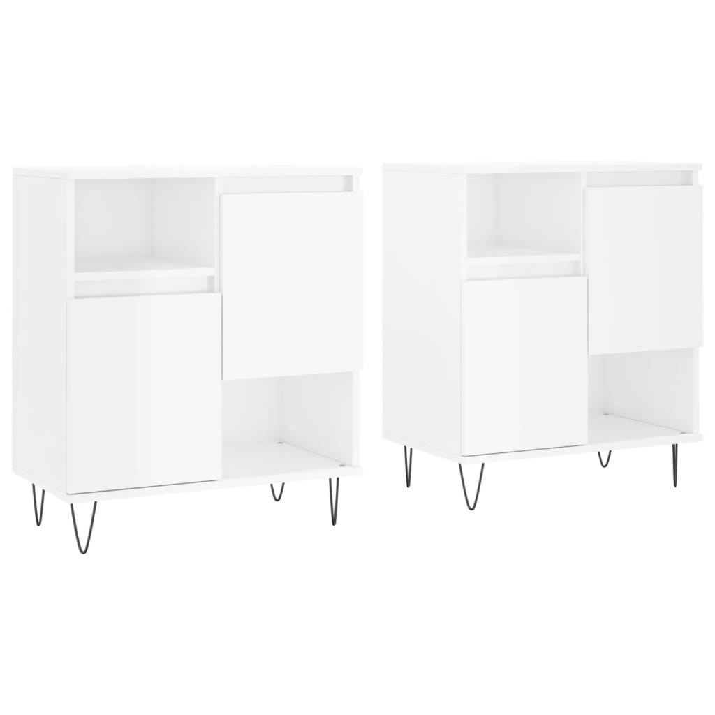 Sideboards 2 pcs High Gloss White Engineered Wood