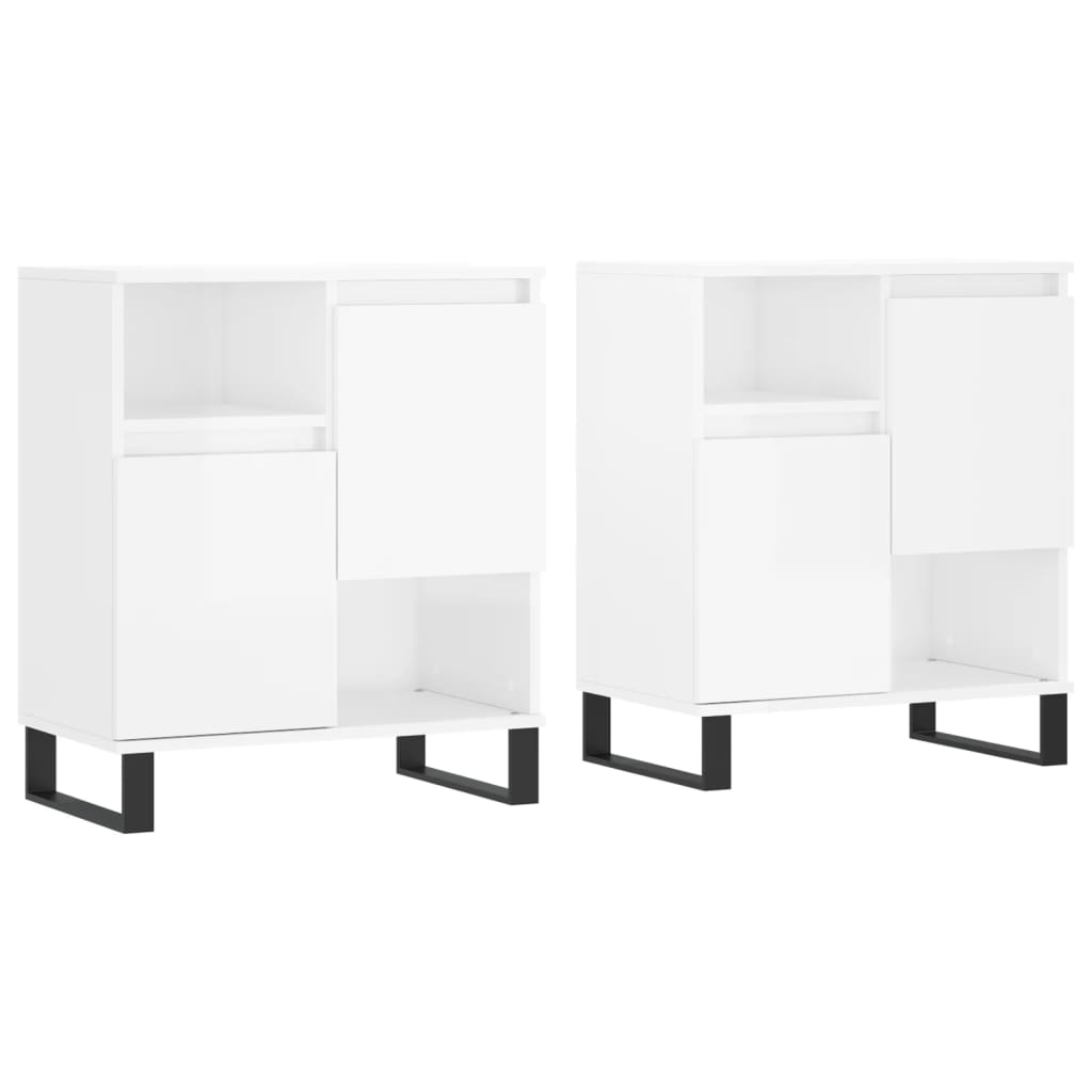 Sideboards 2 pcs High Gloss White Engineered Wood