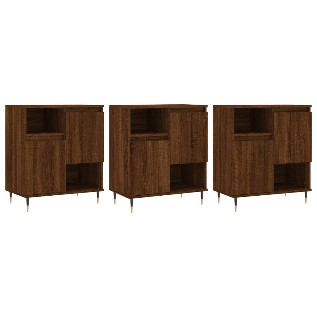 Sideboards 3 pcs Brown Oak Engineered Wood