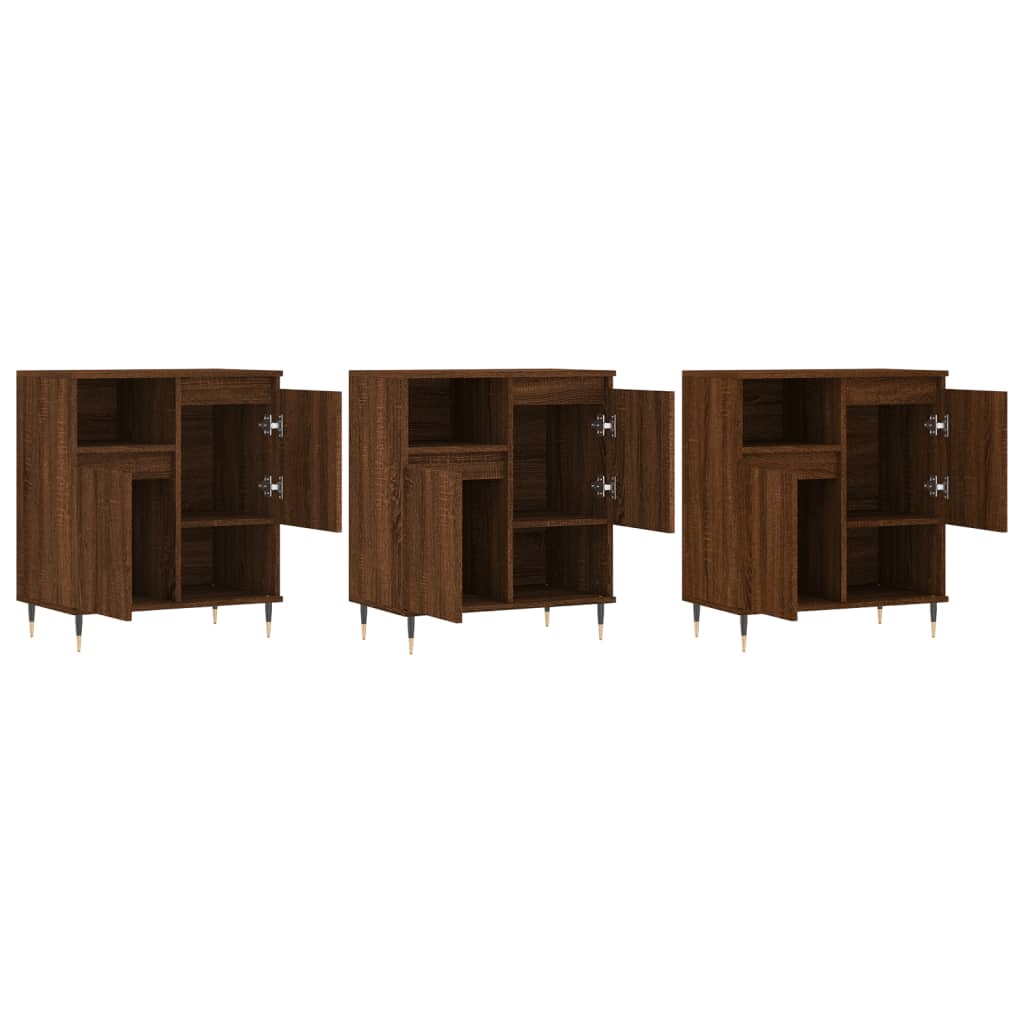 Sideboards 3 pcs Brown Oak Engineered Wood