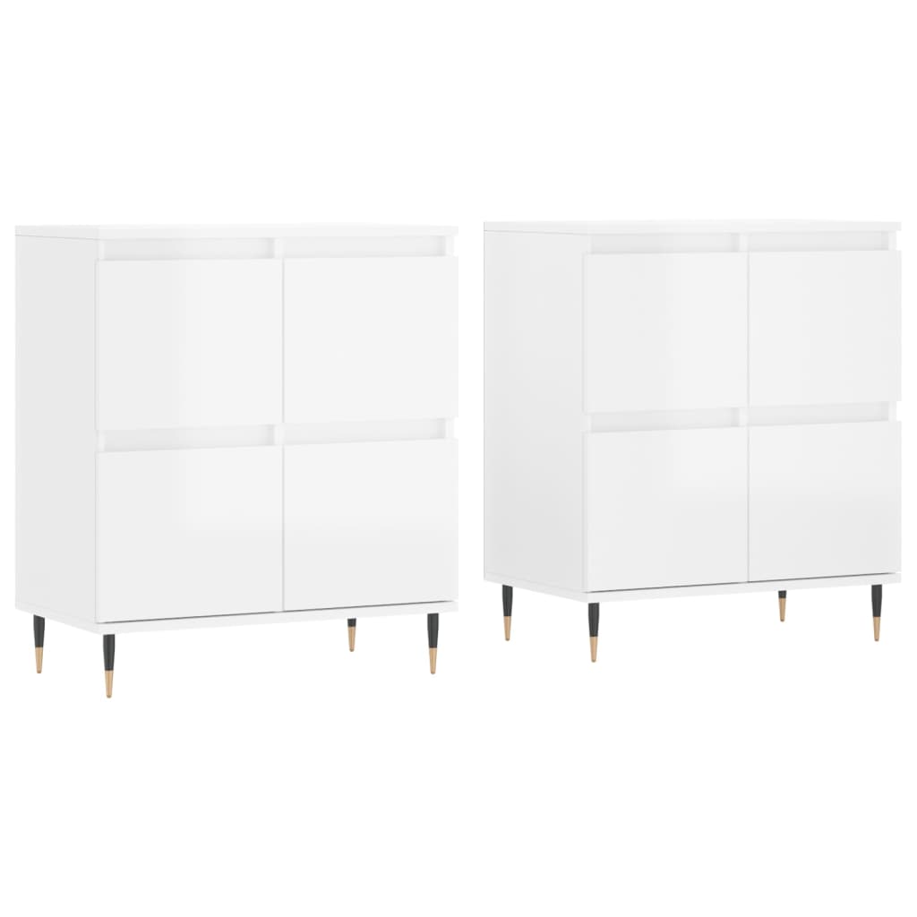 Sideboards 2 pcs High Gloss White Engineered Wood