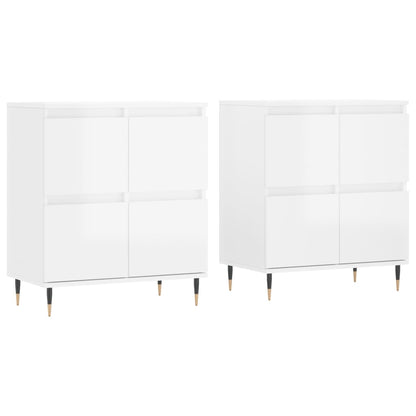 Sideboards 2 pcs High Gloss White Engineered Wood