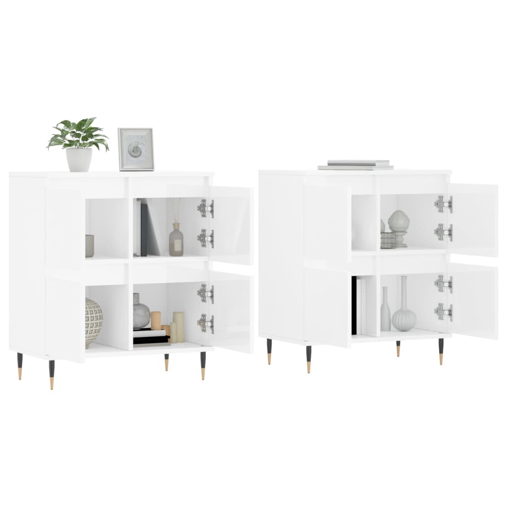 Sideboards 2 pcs High Gloss White Engineered Wood