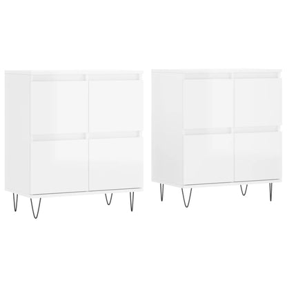 Sideboards 2 pcs High Gloss White Engineered Wood