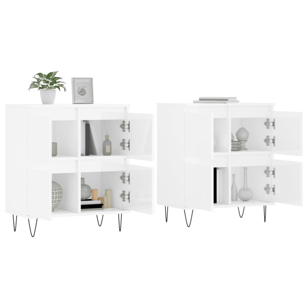 Sideboards 2 pcs High Gloss White Engineered Wood