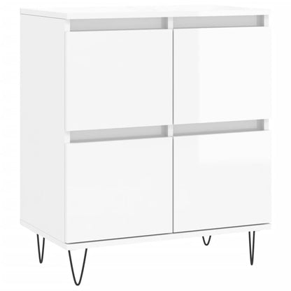 Sideboards 2 pcs High Gloss White Engineered Wood