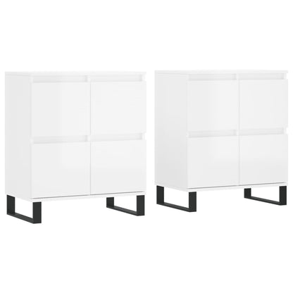 Sideboards 2 pcs High Gloss White Engineered Wood