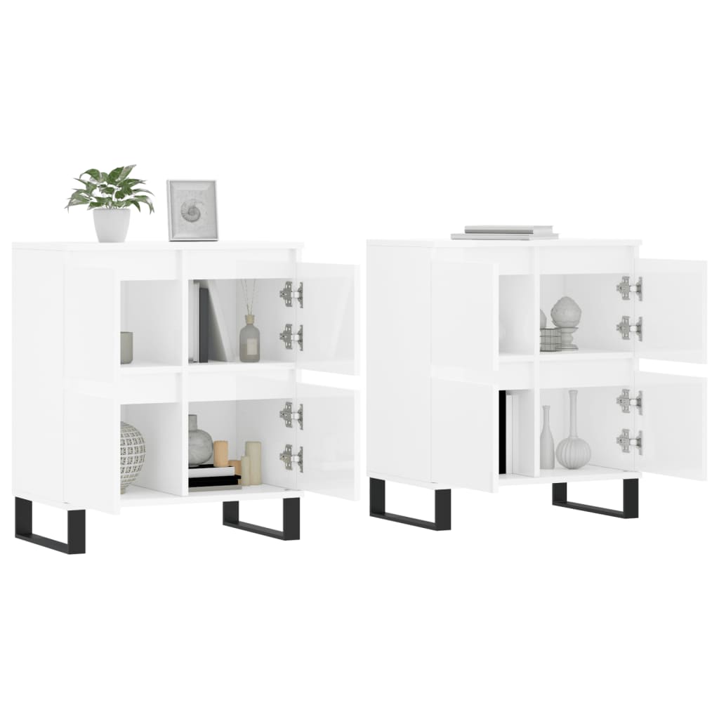 Sideboards 2 pcs High Gloss White Engineered Wood