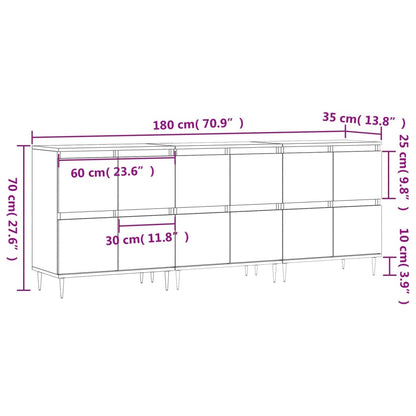 Sideboards 3 pcs White Engineered Wood