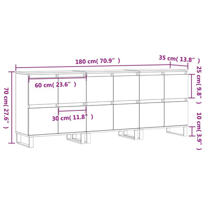 Sideboards 3 pcs Sonoma Oak Engineered Wood