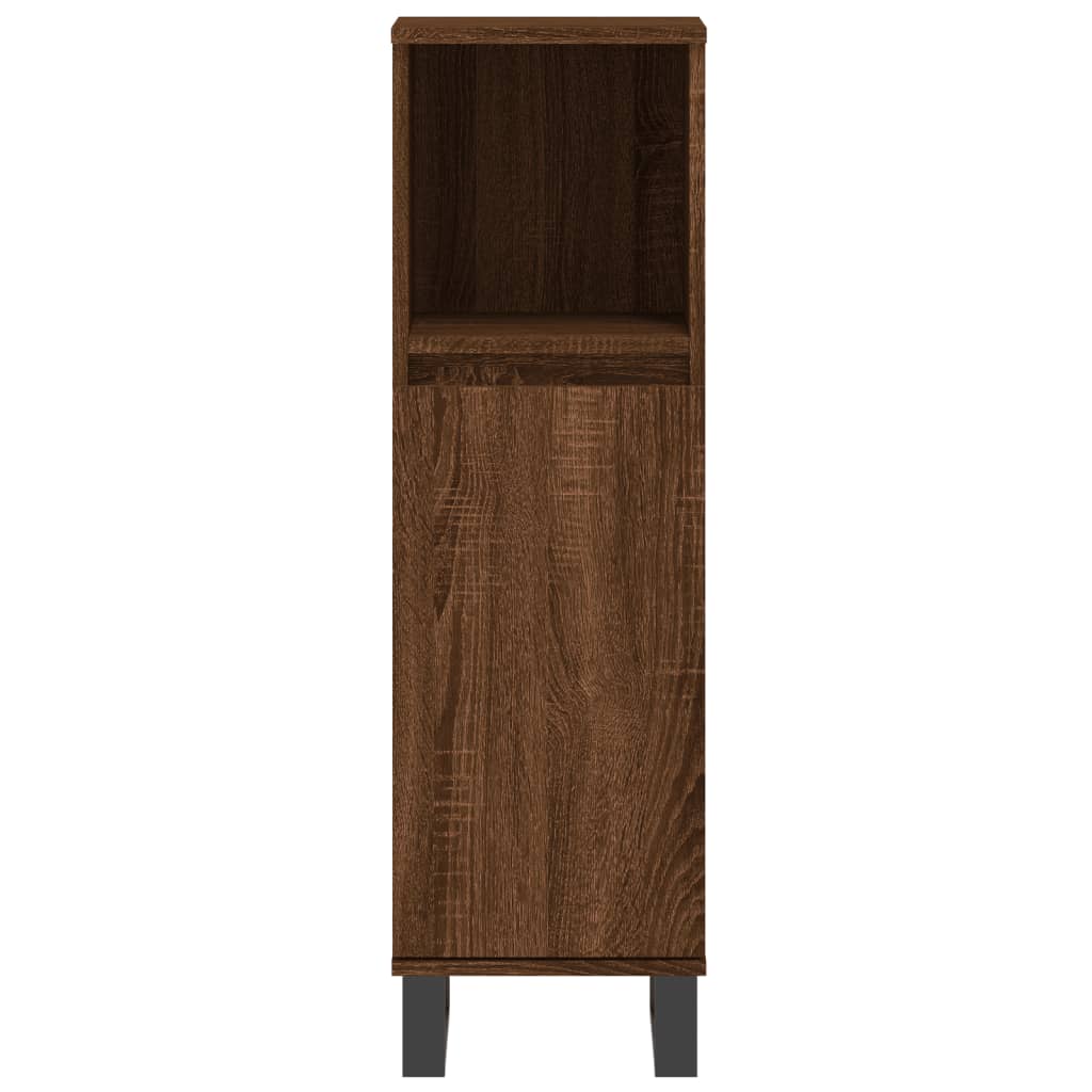 3 Piece Bathroom Furniture Set Brown Oak Engineered Wood