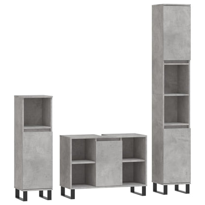 3 Piece Bathroom Furniture Set Concrete Grey Engineered Wood