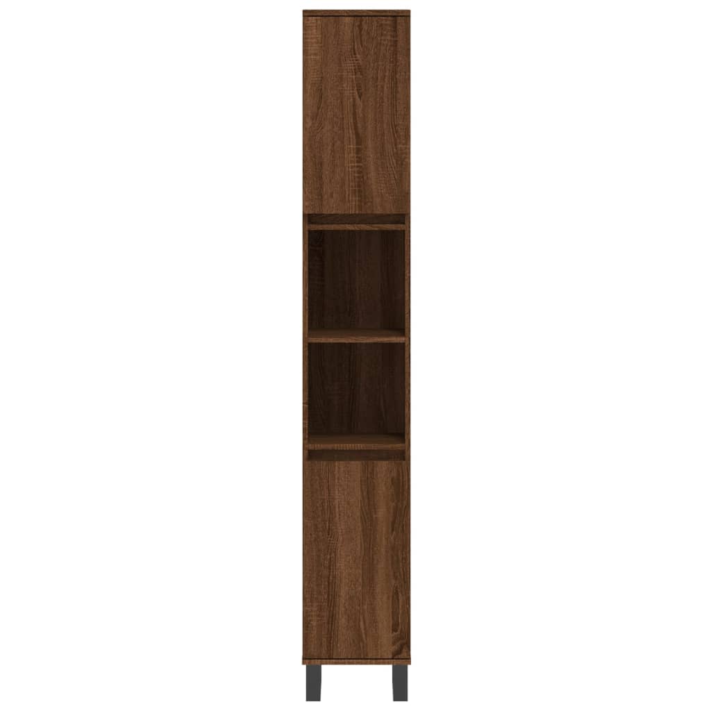 3 Piece Bathroom Furniture Set Brown Oak Engineered Wood