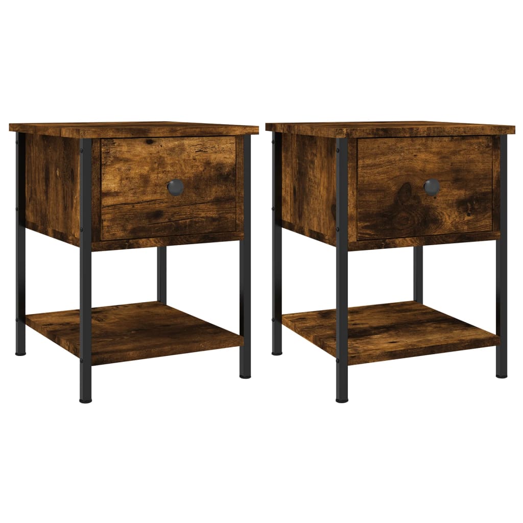 Bedside Tables 2 pcs Smoked Oak 34x35.5x45 cm Engineered Wood