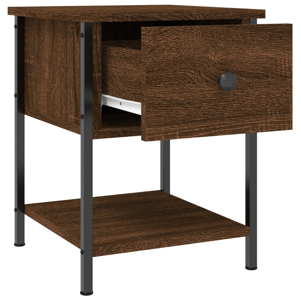 Bedside Table Brown Oak 34x35.5x45 cm Engineered Wood