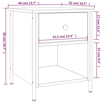 Bedside Cabinet Grey Sonoma 40x42x50 cm Engineered Wood