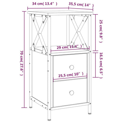 Bedside Cabinet Sonoma Oak 34x35.5x70 cm Engineered Wood