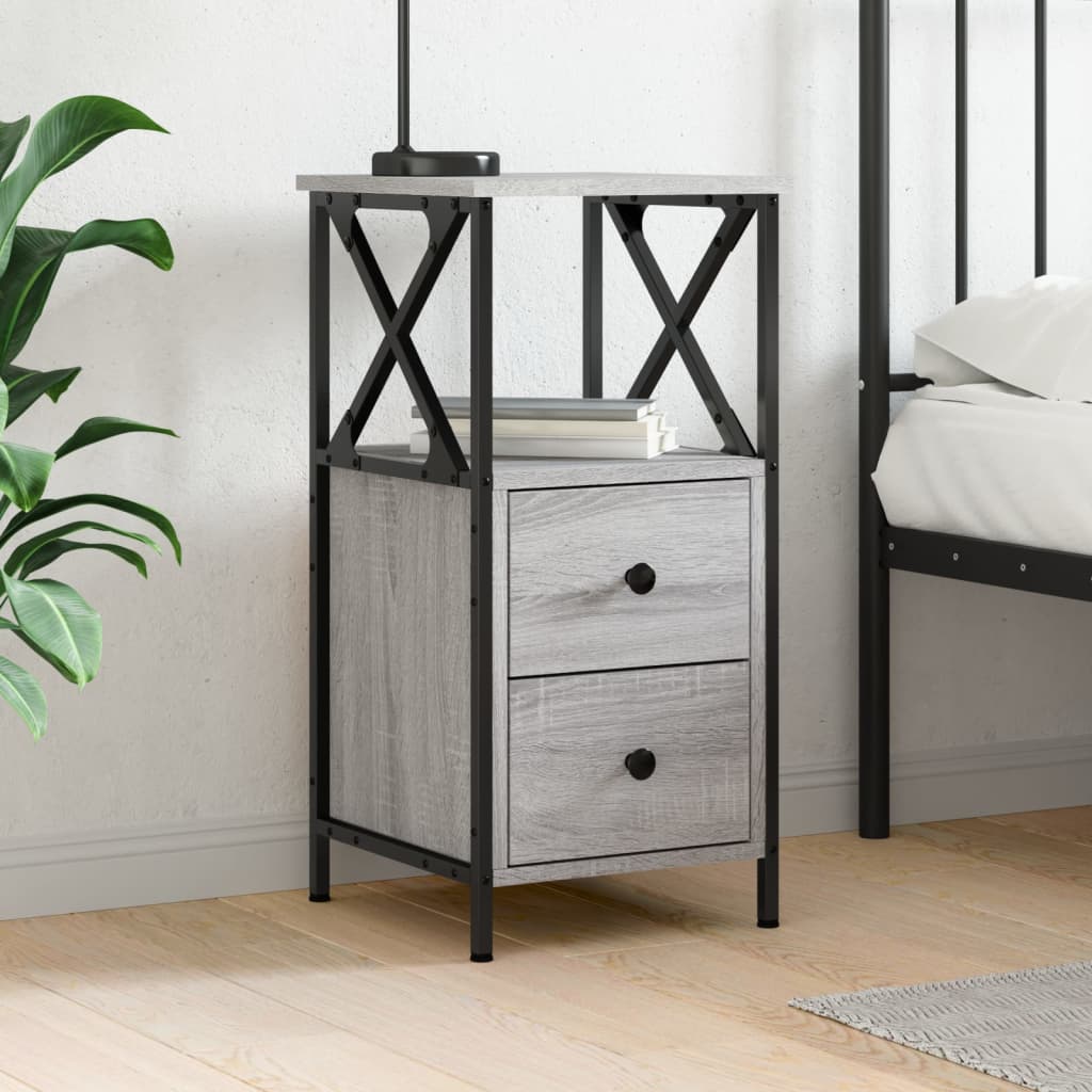 Bedside Cabinet Grey Sonoma 34x35.5x70 cm Engineered Wood