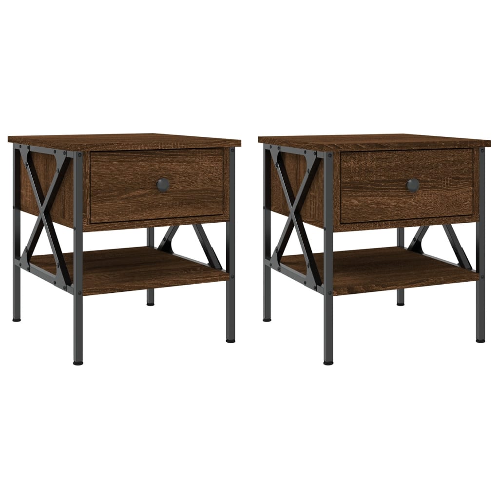 Bedside Tables 2 pcs Brown Oak 40x42x45 cm Engineered Wood