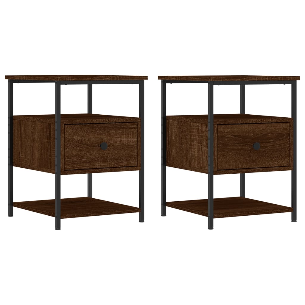 Bedside Cabinets 2 pcs Brown Oak 40x42x56 cm Engineered Wood