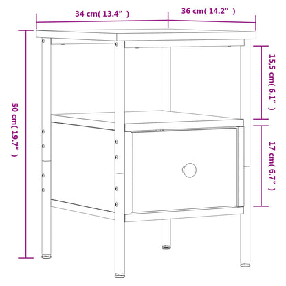 Bedside Cabinet Sonoma Oak 34x36x50 cm Engineered Wood