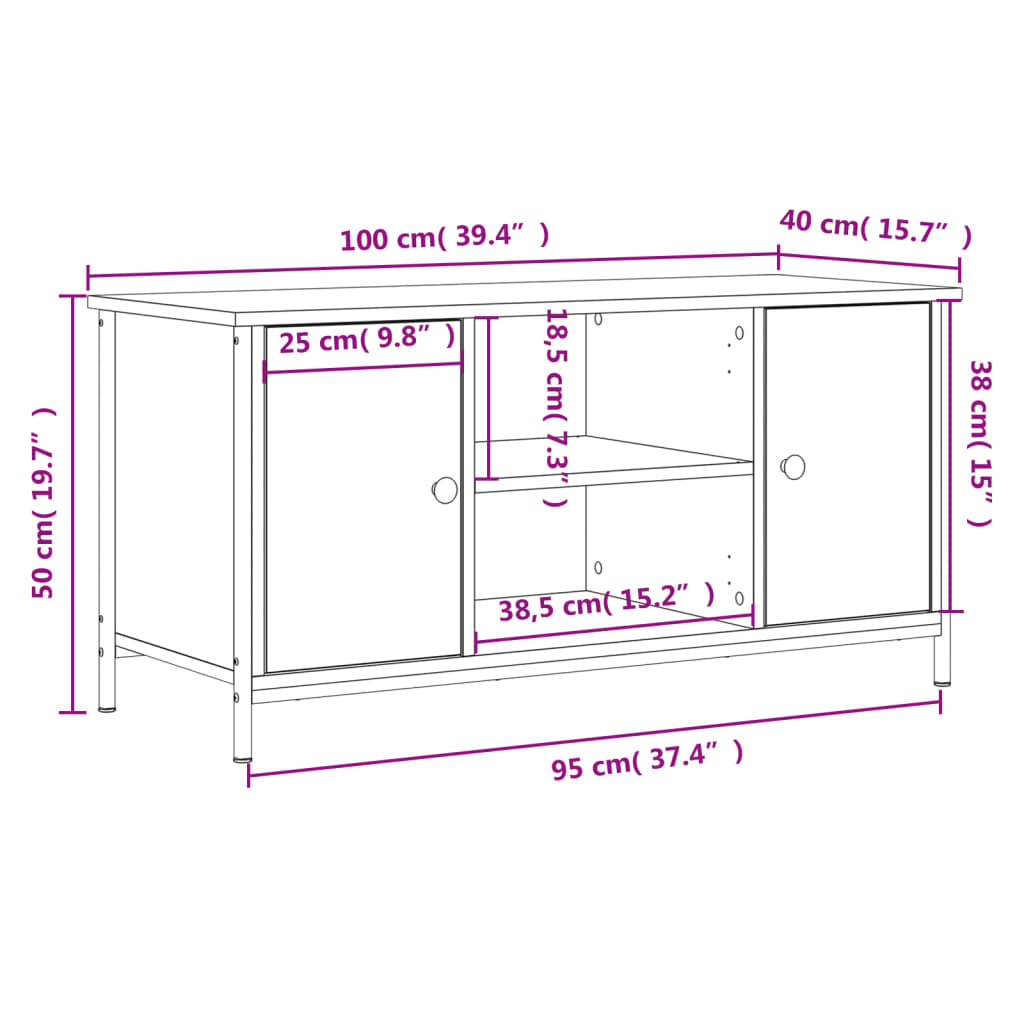 TV Cabinet Grey Sonoma 100x40x50 cm Engineered Wood