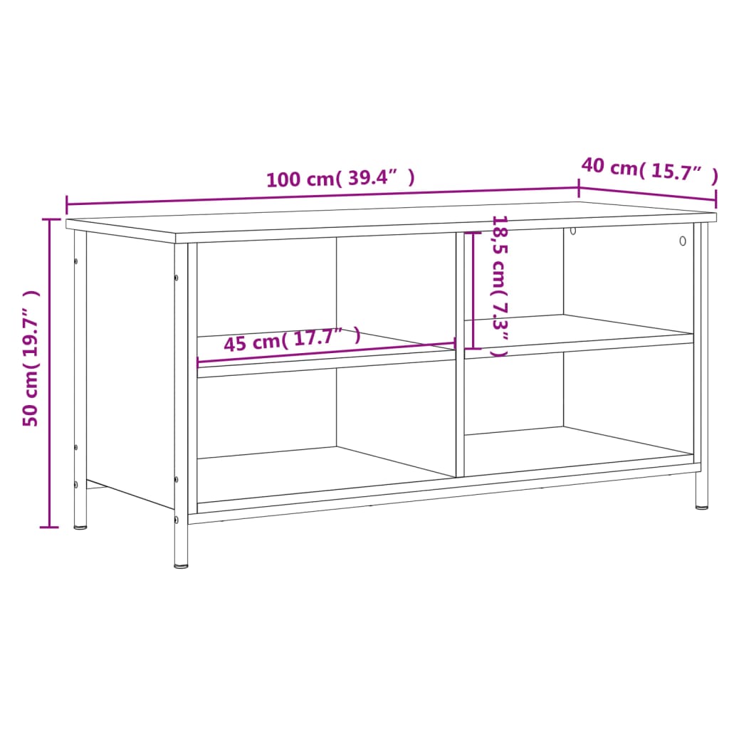 TV Cabinet Grey Sonoma 100x40x50 cm Engineered Wood