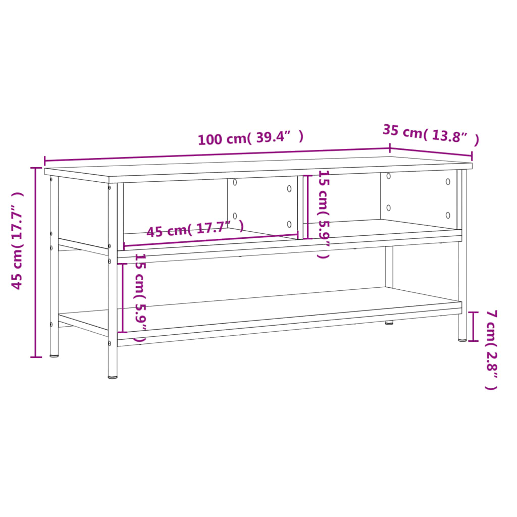 TV Cabinet Sonoma Oak 100x35x45 cm Engineered Wood