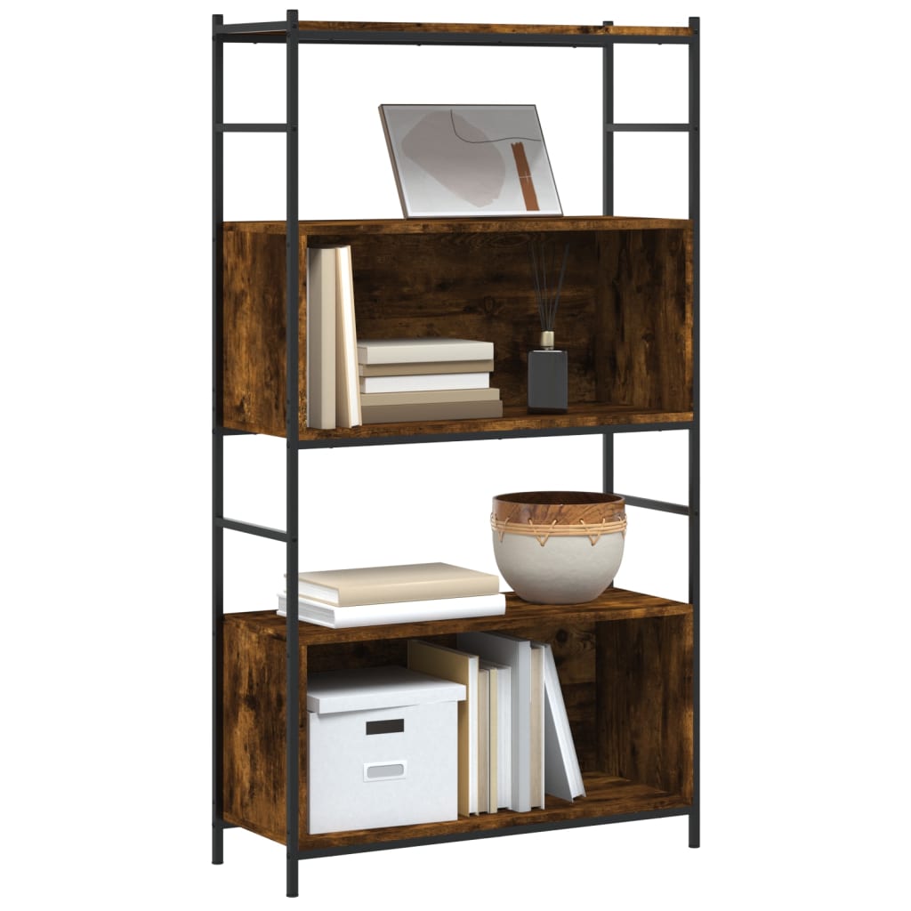 Bookshelf Smoked Oak 80x30x145.5 cm Engineered Wood and Iron