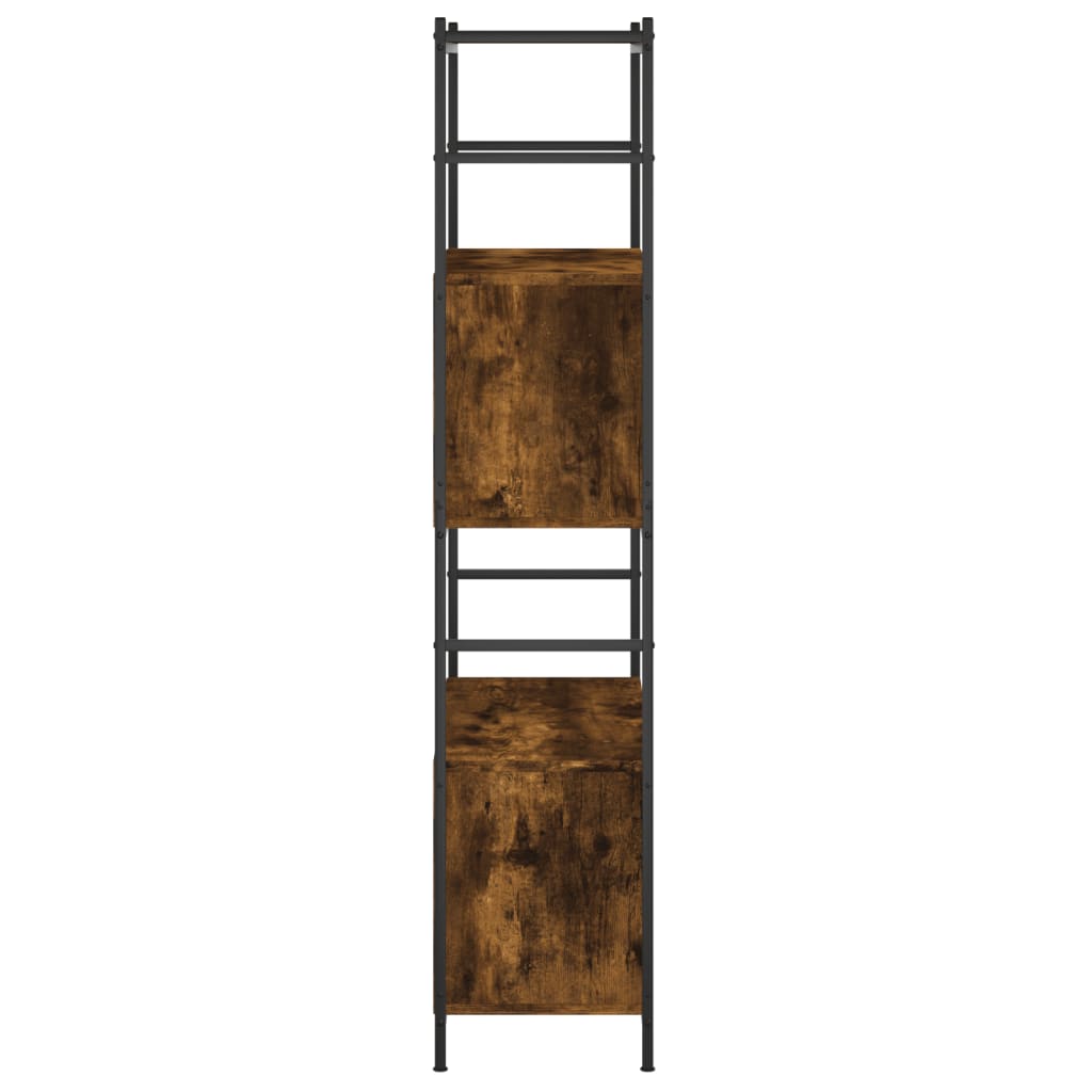 Bookshelf Smoked Oak 80x30x145.5 cm Engineered Wood and Iron