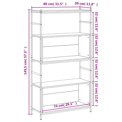 Bookshelf Smoked Oak 80x30x145.5 cm Engineered Wood and Iron