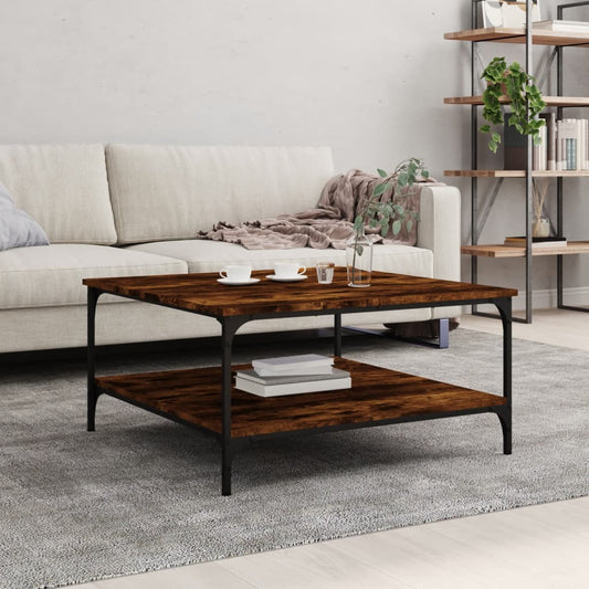 Coffee Table Smoked Oak 80x80x40 cm Engineered Wood