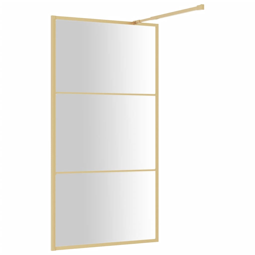 Walk-in Shower Wall with Clear ESG Glass Gold 115x195 cm