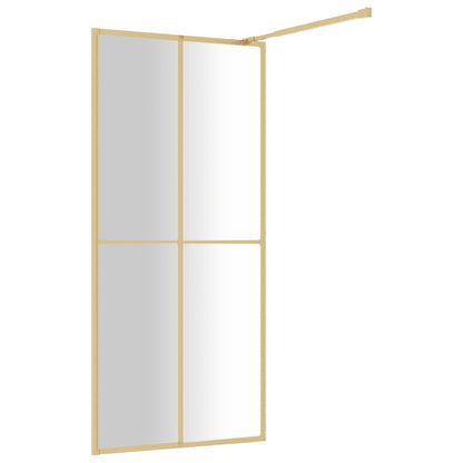 Walk-in Shower Wall with Clear ESG Glass Gold 90x195 cm