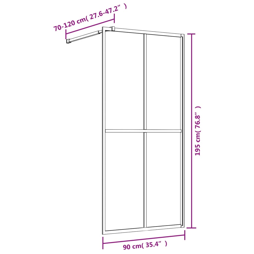 Walk-in Shower Wall with Clear ESG Glass Gold 90x195 cm