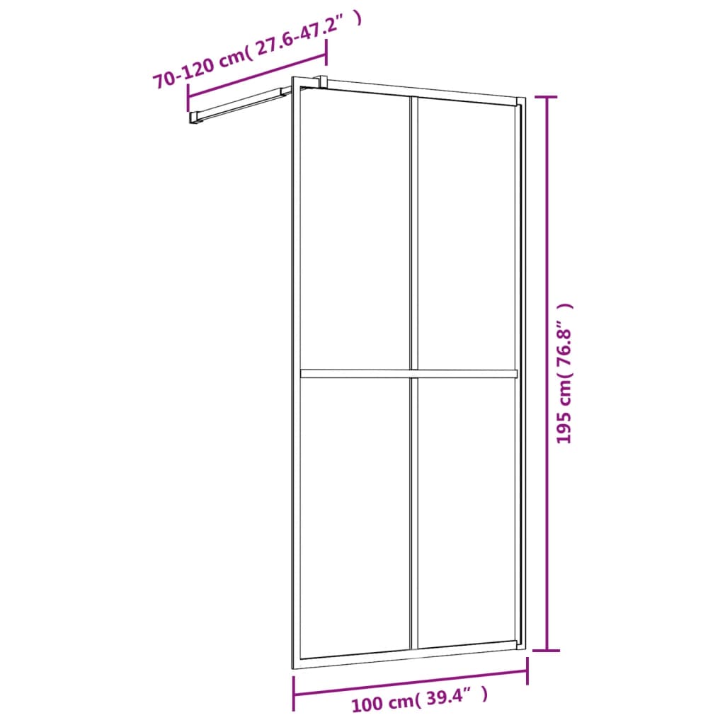 Walk-in Shower Wall with Clear ESG Glass Gold 100x195 cm