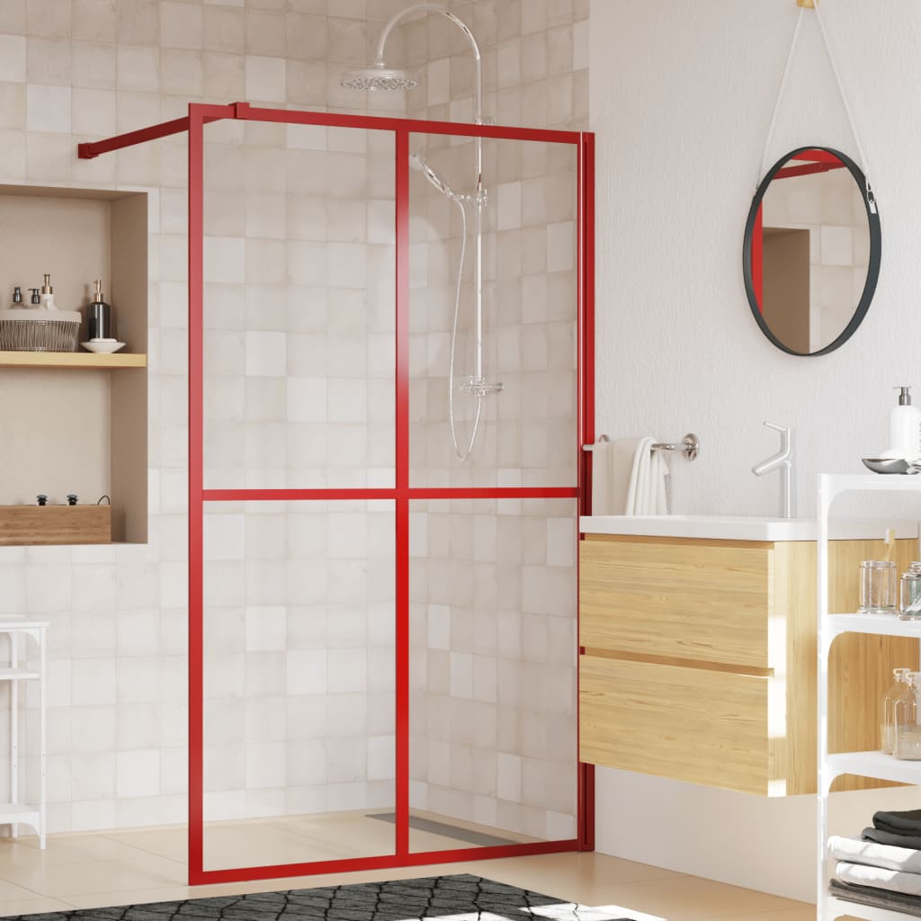 Walk-in Shower Wall with Clear ESG Glass Red 118x195 cm