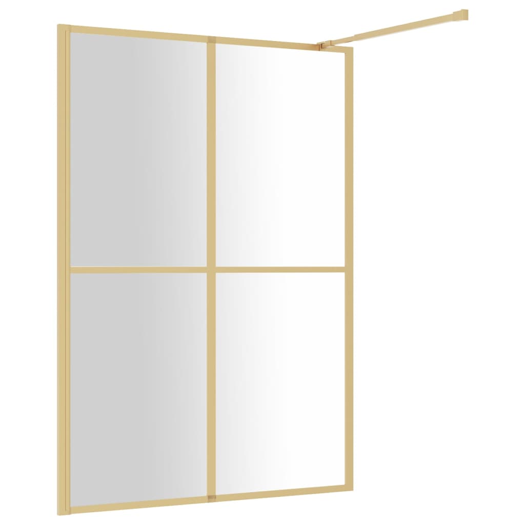 Walk-in Shower Wall with Clear ESG Glass Gold 140x195 cm